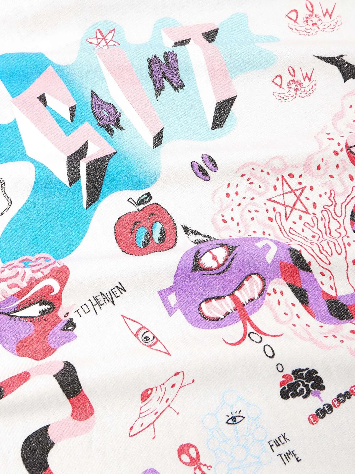 SAINT Mxxxxxx SS TEE/DAY OF THE FREAKS/WHT Monster Day/Monster Illustration Short Sleeve Off-White S-XL Same as the original version OE yarn cylinder without side seam fabric Top printing technology Zero difference restoration ZP Complete copy matching Main mark/wash mark/cherub mark complete